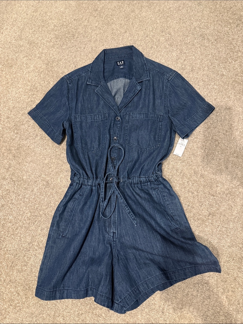 NWT GAP Dark Indigo Denim Short Romper SZ: XS